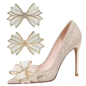 फैशन सेमी-फिनिश बुना हुआ कपड़ा धनुष सजावट जूता सहायक उपकरण हील्स के लिए सैंडल महिलाओं के जूते जूते की चेन के लिए ऊपरी