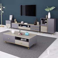 Ensemble de mobilier moderne en bois pour la maison et la salle à manger Meuble TV Armoires à côté de la table basse