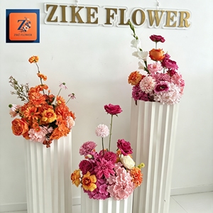 Centros de Mesa Florales en Tonos Rosa Anaranjado, Arreglo de Rosas de Seda Artificial y Hortensias, Decoración para Bodas, Pasillos, Cabinas de Fotos y Eventos - Product Image 2
