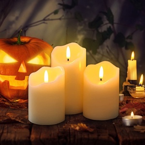 <span class=keywords><strong>Bougie</strong></span> LED en paraffine à lumière jaune chaude, avec mèche réaliste 3D et pointe ondulée, idéale pour mariages et Halloween, vente en gros - Product Image 2