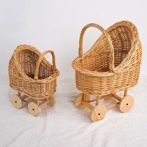 Baby <strong>Basket</strong> Stroller <strong>Wicker</strong> <strong>Storage</strong> <strong>Basket</strong> Flower <strong>Basket</strong> Photography Props Children's Toys - Product Image 1