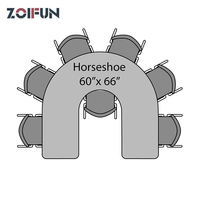 ZOIFUN mobilier scolaire Table en forme de fer à cheval Table d'activité réglable en hauteur