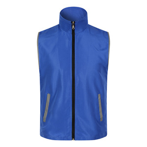 เสื้อกีฬากลางแจ้งสีน้ำเงินสะท้อนแสงแบบไม่มีแขนพร้อมซิปด้านหน้าสำหรับสวมใส่พักผ่อน - Product Image 1