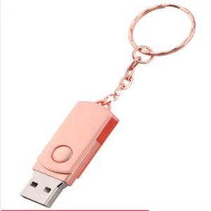 Clé USB pivotante en métal doré avec porte-clés, élégante clé USB en métal doré avec porte-clés - Product Image 2