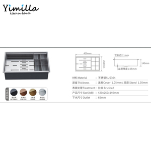 Escurridor de Platos <span class=keywords><strong>Empotrado</strong></span> de Acero Inoxidable 304 con Organizador de Utensilios, Rejilla de Secado Integrada para Fregaderos de Cocinas Comerciales y Residenciales - Product Image 6
