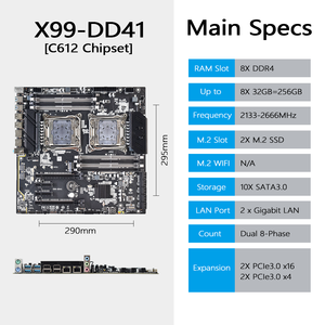 NEW X99 8 상 전원 공급 장치 LGA 2011-3 지원 인텔 제온 E5 V3/V4 메인 보드 쿼드 채널 ECC DDR4 X99 듀얼 CPU 마더보드 - Product Image 2