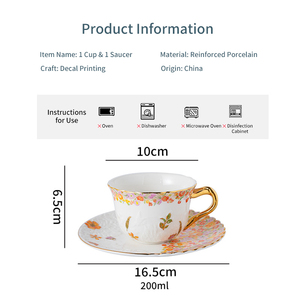 Vintage Ceramic Coffee <b>Cup</b> and Saucer - Floral Embossed <b>Gold</b> Rim Afternoon Tea <b>Cup</b> - Product Image 6