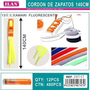Laccio per scarpe Ilan 140 cm giallo fluorescente per sneakers - Product Image 3