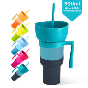 أكواب باردة بألوان متغيرة جديدة سعة 32 أونصة كوب للمشروبات 2 في 1 كوب مشروبات خفيفة ووجبات خفيفة سعة 32 أونصة كوب بلاستيكي بماصة وعاء للوجبات الخفيفة - Product Image 2