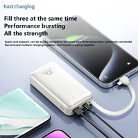 Bloc d'alimentation portable ultra-fin avec affichage numérique LED, charge rapide USB Type C PD, multicolore, 22,5 W, 10000 mAh, avec câble