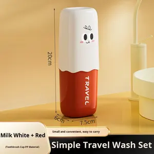 Estilo dos desenhos animados Suporte Escova Portátil Viagem com Copa Lavagem Novo Estilo Saboneteira e Creme Dental Caixa De Armazenamento Material Plástico - Product Image 5