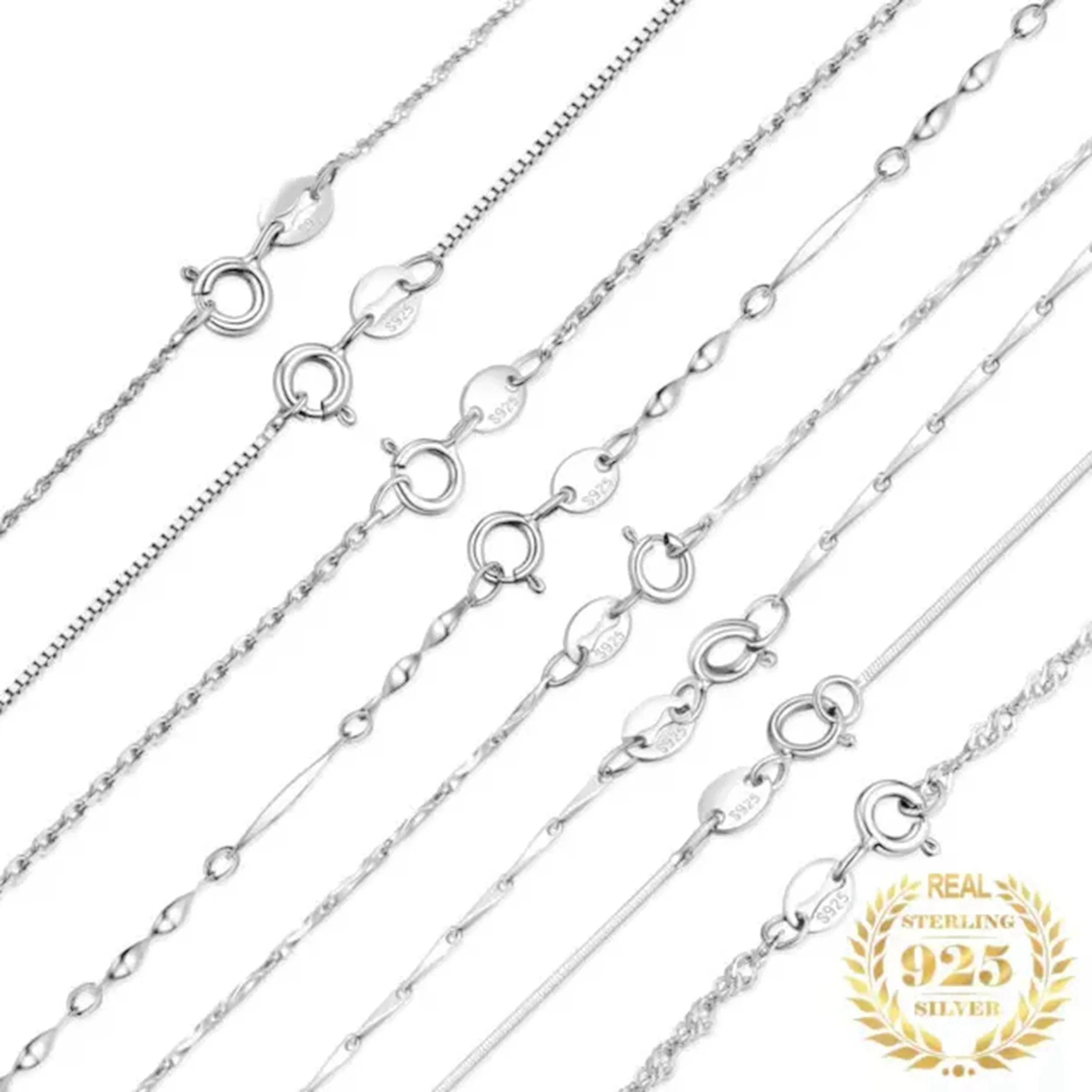 Silver necklace chain figaro neck chain twisted 925 sterling silver chain