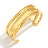 Pulsera Simple Joker N&S para Mujer, Chapada en Oro de 18K, Acero Inoxidable, Pulsera Doble con Estilo de Nicho de Temperamento Moderno