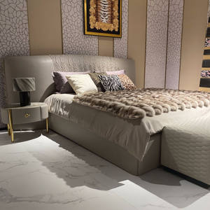 Lit double en cuir de style moderne pour chambre principale, lit de mariage, villa de luxe italienne <span class=keywords><strong>Robert</strong></span>, chambre à coucher à écran large - Product Image 5