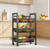 Chariot de rangement multifonctionnel moderne en métal à 3 niveaux pour légumes, étagère de cuisine sur pied
