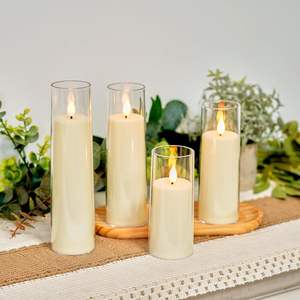 Lámpara de Vela Electrónica LED Oscilante, Decoración para el Hogar, Navidad, Cumpleaños, Bodas, Hecha de Acrílico, Vidrio y Cera, con Batería - Product Image 3