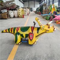 Scooter Eléctrico de Dinosaurio Animado con Asiento Suave, Modelo de Dinosaurio Animatrónico para Niños con Música Personalizada para Parques Interiores/Exteriores