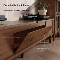 Meuble TV moderne en bois massif couleur noyer, console multimédia pour salon et salle à manger, centre de divertissement écologique