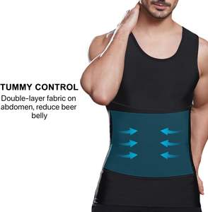 Camiseta de compresión para hombre al por mayor, moldeadora de cuerpo, control de abdomen, camiseta interior, <span class=keywords><strong>chaleco</strong></span> para fitness y gimnasio, con logo personalizado - Product Image 3