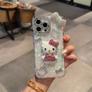 เคสโทรศัพท์มือถือลายการ์ตูนคิตตี้ 3 มิติ ประดับโบว์วิ้งๆ แบบเพชร สำหรับ iPhone 17 16 15 14 Pro Max น่ารัก ดีไซน์ IMD ระยิบระยับ ป้องกันการกระแทก - Product Image 5