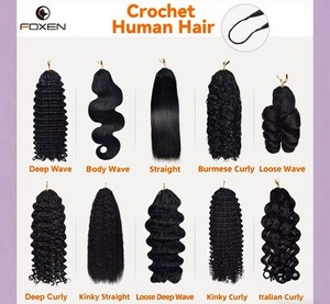 Foxen New Popular Kinky Curly Feather Crochet Extensión de cabello humano Sin trama Paquetes de cabello humano crudo a granel Extensiones de cabello natural - Product Image 6