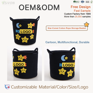 Cesta de Almacenamiento <span class=keywords><strong>Infantil</strong></span> Personalizada, Ecológica, de Cuerda de Algodón Azul Marino, con Diseño de Estrella y <span class=keywords><strong>Cometa</strong></span>, para Organización de Juguetes y Baño - Product Image 2