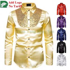 Luxury Long Sleeve Shiny Sequins Men's Shirts Custom Party Prom Printed Formal Shirt for Men - Product Image 2