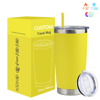 Gobelet à café isotherme de qualité supérieure avec logo personnalisé, en acier inoxydable à double paroi, 20 oz, tasse de voyage