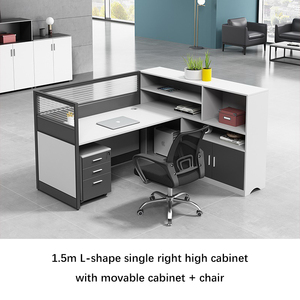 Gỗ dọc nhân viên kết hợp bàn | Thích hợp cho văn phòng của 2-6 người | bàn máy tính với phân vùng Kính - Product Image 3