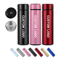 Thermos à eau noire 500ml avec logo personnalisé verres intelligents roses en voyage pour tasses d'extérieur à la maison flacons sous vide classiques en métal 304 SS