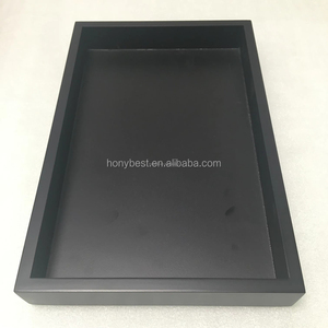 Plateau rectangulaire long et étroit noir décoratif <span class=keywords><strong>en</strong></span> <span class=keywords><strong>bois</strong></span>, <span class=keywords><strong>porte</strong></span>-bougie, centre de table, plateau à souvenirs sans poignée pour la décoration de la maison et du bar à café - Product Image 5