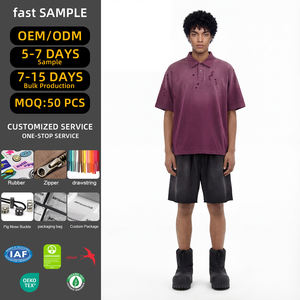 <span class=keywords><strong>Camisa</strong></span> <span class=keywords><strong>de</strong></span> Manga Corta <span class=keywords><strong>de</strong></span> Algodón Puro <span class=keywords><strong>de</strong></span> 275g, Estilo Desgastado con <span class=keywords><strong>Cuello</strong></span> y Botones, Venta al Por Mayor ODM/OEM - Product Image 1