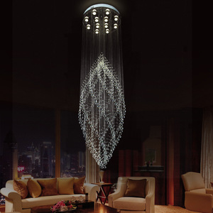 Lampadario Moderno di Lusso a Spirale Lunga con Gocce di Cristallo, Lampada a Sospensione con Sfere di Cristallo K9 per Villa, Scale, Ingresso, Hotel - Product Image 5