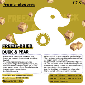 Nourriture pour animaux <span class=keywords><strong>de</strong></span> compagnie lyophilisée en gros, <span class=keywords><strong>canard</strong></span> avec poire, friandises lyophilisées pour animaux <span class=keywords><strong>de</strong></span> compagnie, haute teneur en protéines, collation naturelle et saine pour chats et chiens - Product Image 2