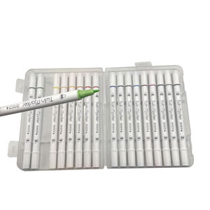 Ensemble de stylos marqueurs à double pointe, pointe ronde, pointe biseautée, pointe en fibre, à séchage rapide, avec logo personnalisé - Product Image 4