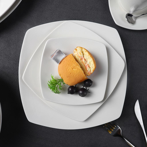 Set d'assiettes blanches pour cuisine, grès cérame <span class=keywords><strong>design</strong></span> personnalisé turc, assiettes carrées en céramique pour restaurant et hôtel - Product Image 3