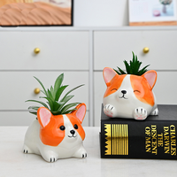 Nouveau pot de fleurs en céramique export, motif animal de dessin animé, pot mignon en forme de chien Corgi