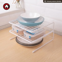 Trois niveaux 2 pièces étagère emballée cuisine en métal empilable couche plat assiette étagère de rangement organisateur d'épices