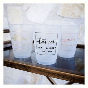 Vasos de Plástico Reutilizables Resistentes a los Golpes para Bar de Recepción de Bodas, Personalizados con Iniciales, Regalo de Inauguración de Casa - Product Image 6