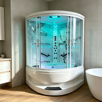 Bak Mandi Jacuzzi dengan Kabin Shower, Kamar Mandi Mewah Jaguzzy dan Ruang Sauna Uap untuk Kombinasi Mandi Uap Tunggal