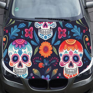 Funda para Capó <span class=keywords><strong>de</strong></span> Coche con Diseño del Día <span class=keywords><strong>de</strong></span> los Muertos Mexicano, 120x150cm, Bandera para Motor Delantero en Material <span class=keywords><strong>de</strong></span> Poliéster - Product Image 1