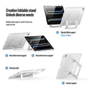 Full-coverage protective case <b>for</b> iPad Pro 13, transparent matte <b>tablet</b> case with adjustable aluminum alloy <b>stand</b> - Product Image 1