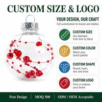 Boule de Noël personnalisable avec logo, décoration d'arbre en plastique, vente en gros, usine, 12 couleurs, fournitures de fête, OEM