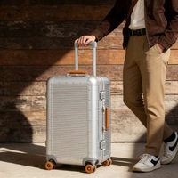 Échantillon Gratuit Valises à Cadre en Aluminium avec Roues Pivotantes, Poignée USB, Valise de Voyage en PC 28 Pouces, Ensemble de Bagages Cabine pour Femmes avec Verrouillage TSA