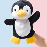 Marionnette de main pingouin au design moderne, très vendue, marionnette de main poisson en peluche personnalisée, marionnette de main animal populaire, petite taille