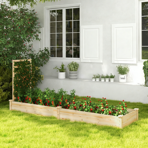 Jardinière surélevée en bois avec treillis pour plantes grimpantes, fleurs, herbes, légumes, fruits, jardin, culture de plantes - Product Image 4