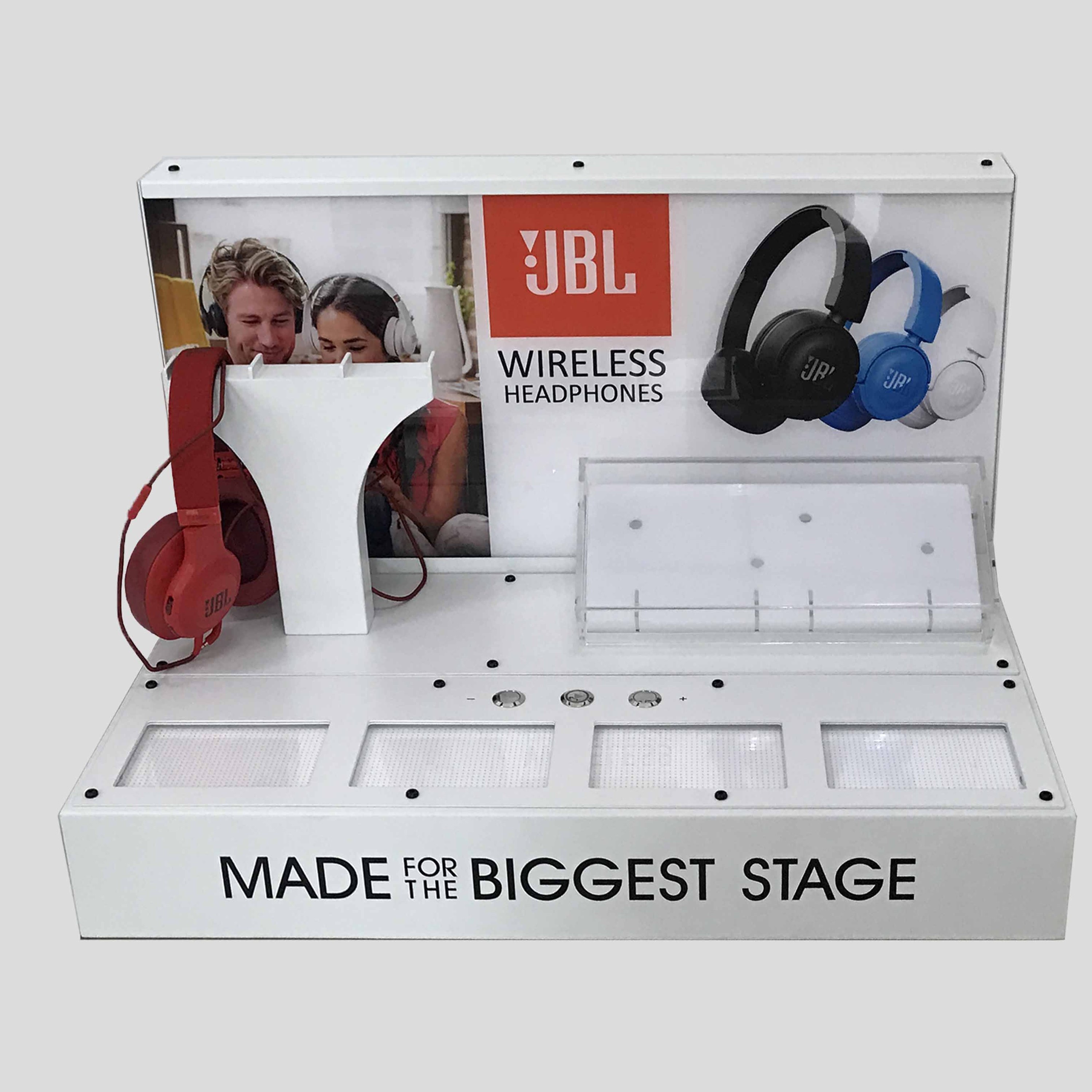 Acrylic Headphone Speaker Display Stand for Retail Shops-Modern Desktop Design with Customizable Color & Logo — view 2