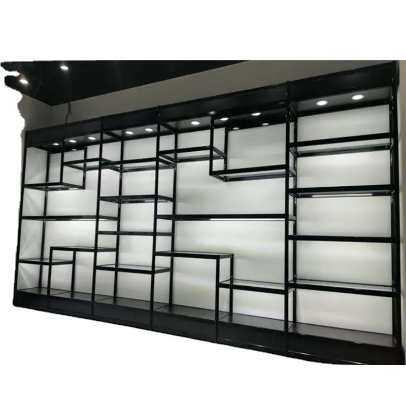 Glass Display Cabinet Display Cabinets Case with Led Lights Glass Mobile Shop Custom Size Glass/plywood Lacquer Lighting Logo