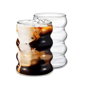 リブ付きガラス製品10オンスクリエイティブガラスカップ