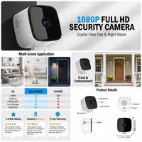 Cámara de Seguridad Mini Wifi Hopeway 2MP 2.4G 5G para Ventana, Visión Nocturna IR Interior, Alarma de Movimiento, Grabación de Audio y Video, IP CCTV